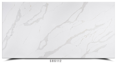 Calacatta Quartz Slab with Line Gold Veins SH6112