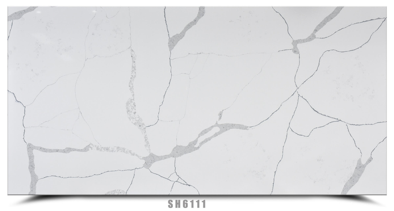 White Gray Quartz Slabs SH6111